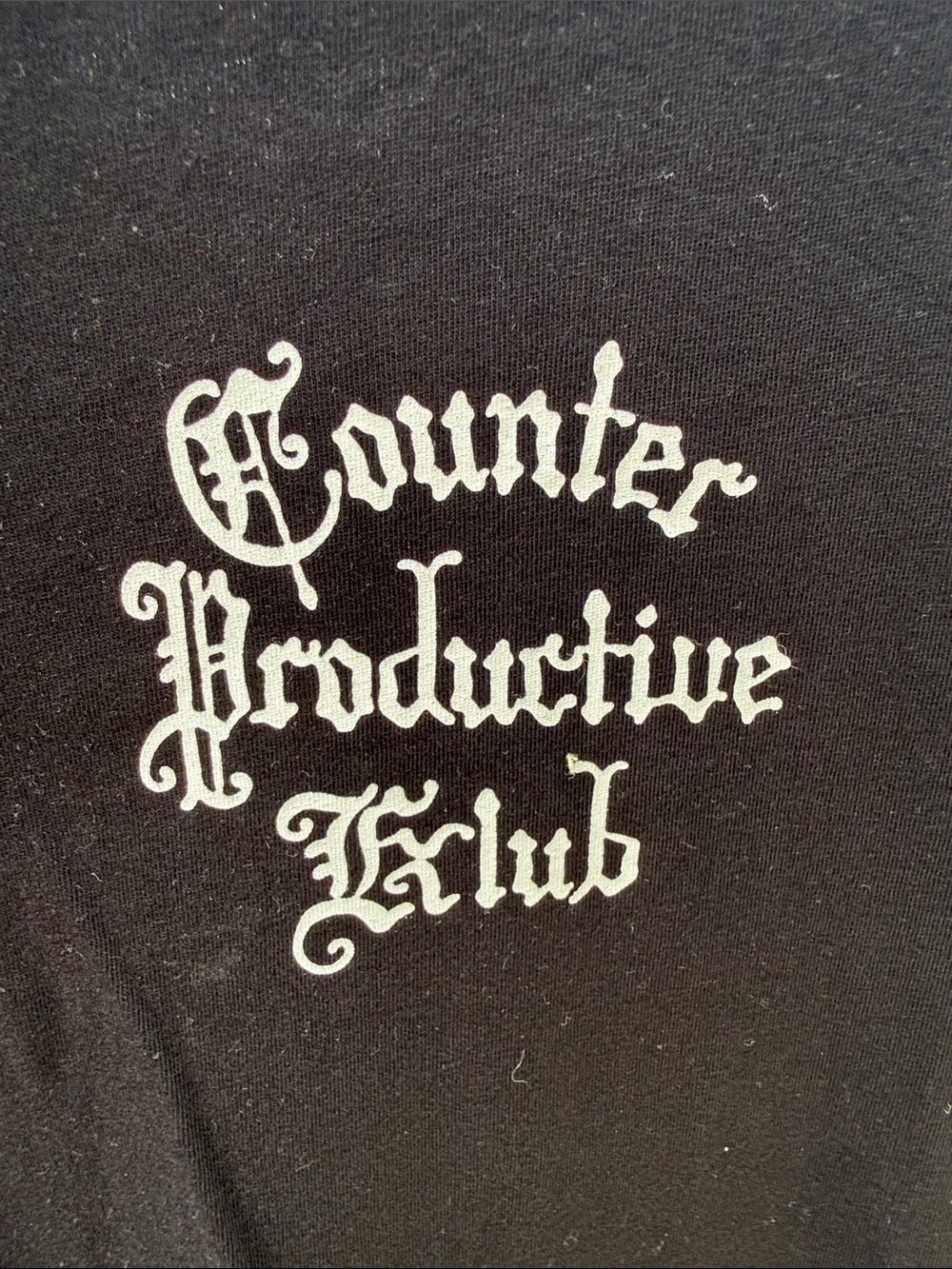 H&M Black Tee with White Gothic Chest Script